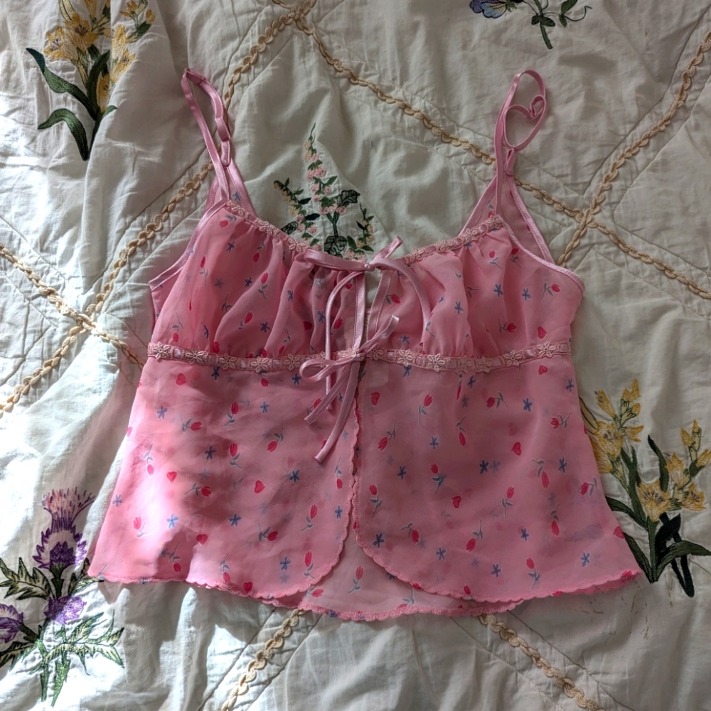 Vintage tie front cami